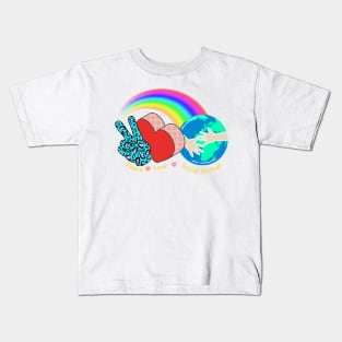 Peace Love Social Works Social Worker Job Rainbow Leopard Kids T-Shirt